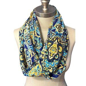 Infinity Scarf Blue & Gold Boho Paisley Pattern Women's Infinity Scarf 27" x 33"